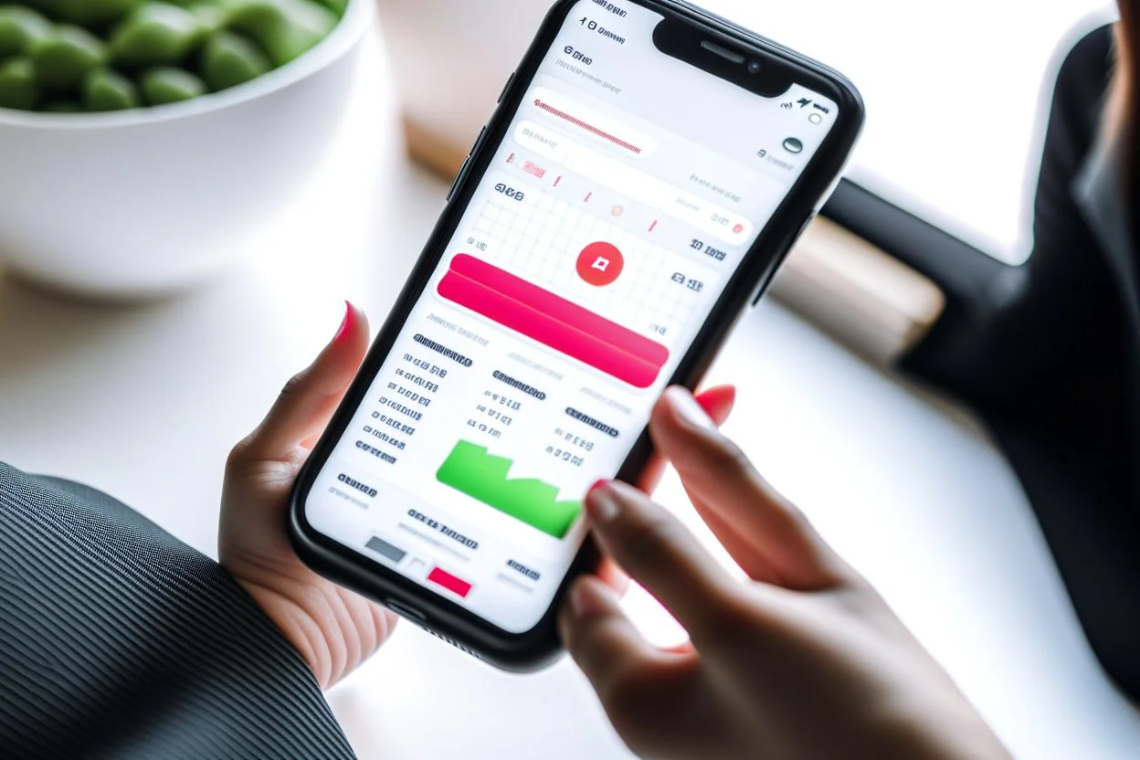 The photo depicts a person using a smart app on their smartphone to organize their tasks and appointments in an organized and efficient manner. The modern photography shows the attractive design of the app that helps the user manage their daily life and achieve their goals. The photo points to the importance of leveraging technology and smart tools in personal organization and facilitating one's life.