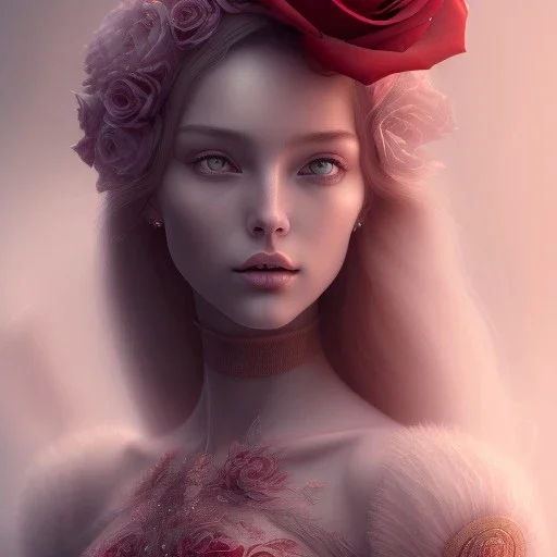 red rose beautiful girl,utra realistic,highly detailed, masterpiece, delicate detailed, sharp focus, insanely detailed, fantasy art, intricate detailed, elegant, fog, Special Lighting, Vibrant, color Scheme, forest, unreal engine 5, trending on artstation