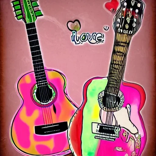 HIPPY PEACE GUITAR LOVE HAPPINESS