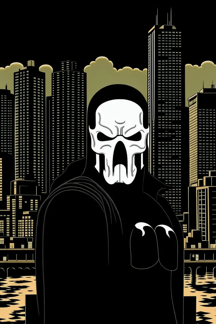 punisher sku;; city in the style of Hiroshi Nagai