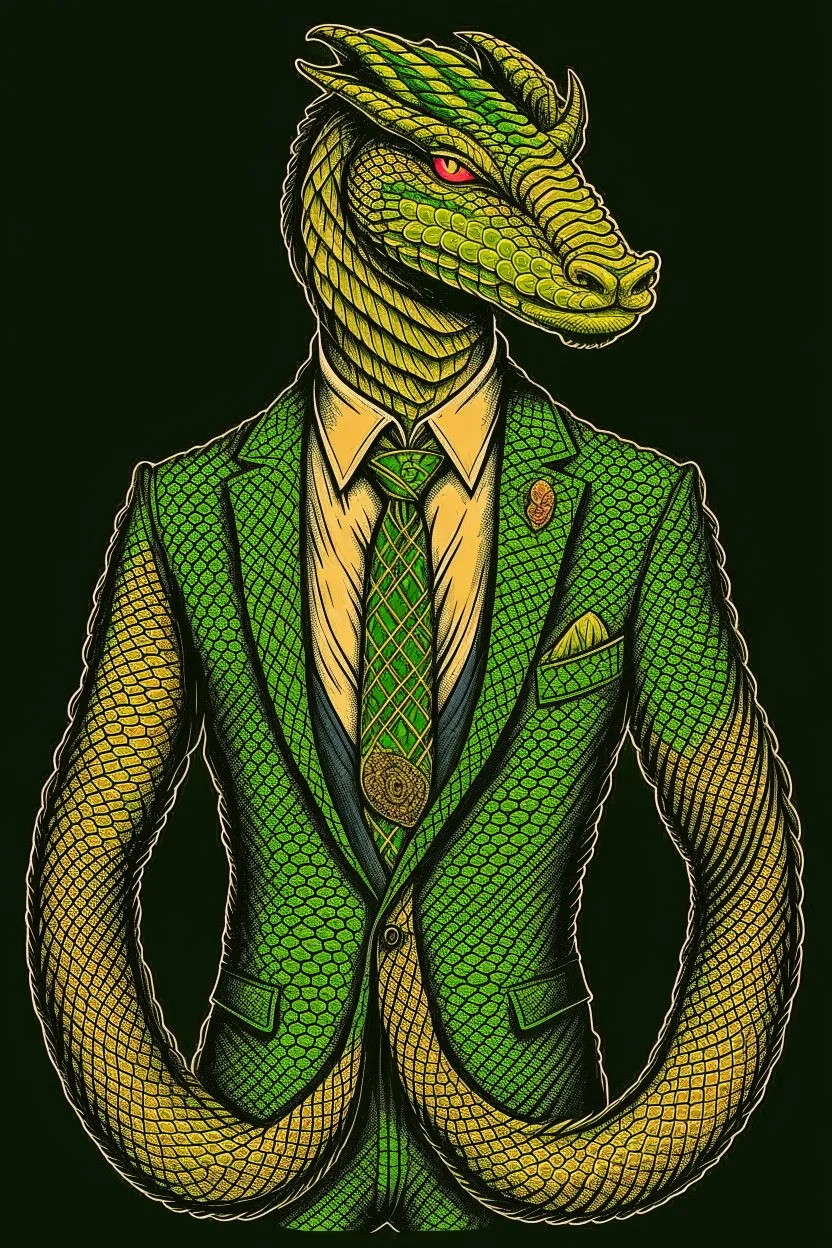 Mythical serpent dressed in a suit