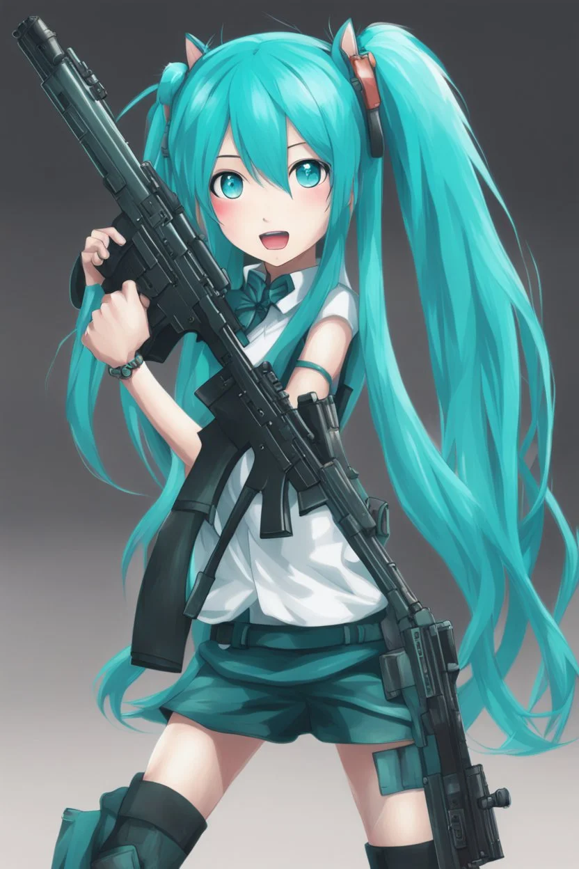 hatsune miku with a ak-47