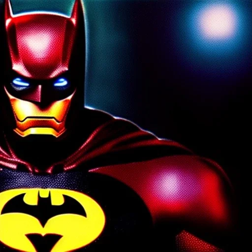 Ultra detailed fullbody Portrait in oil on canvas of Batman merges with ironman ,extremely detailed digital painting,extremely detailed face,crystal clear Big eyes, mystical colors ,perfectly centered image, perfect composition, rim light, beautiful lighting,masterpiece,8k, stunning scene, raytracing, anatomically correct, in the style of Wizyakuza and robert e howard and InHyuk Lee and Ohrai Noriyoshi and Simon Bisley.