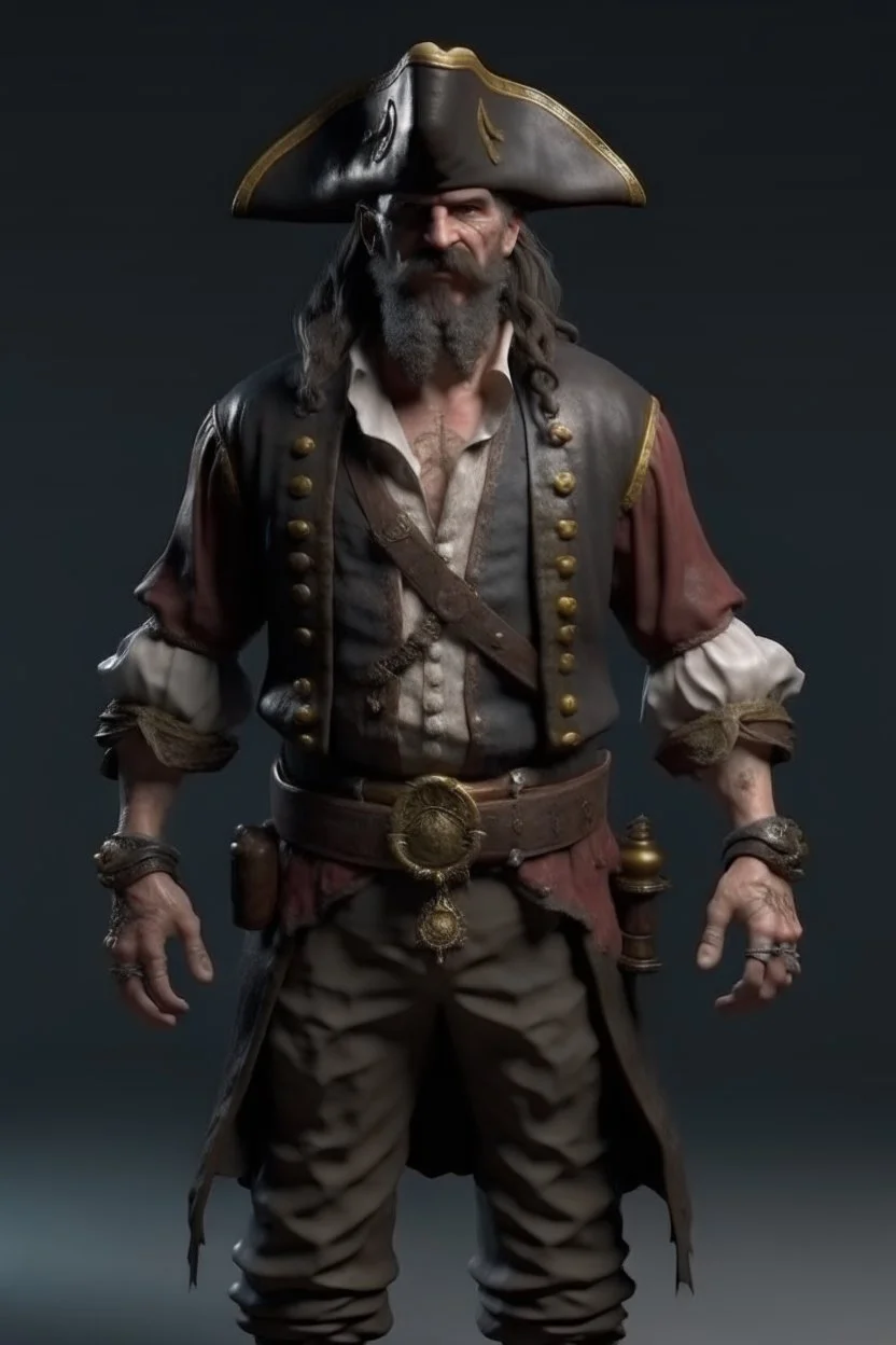 pirate, realistic style, full figure frontal view