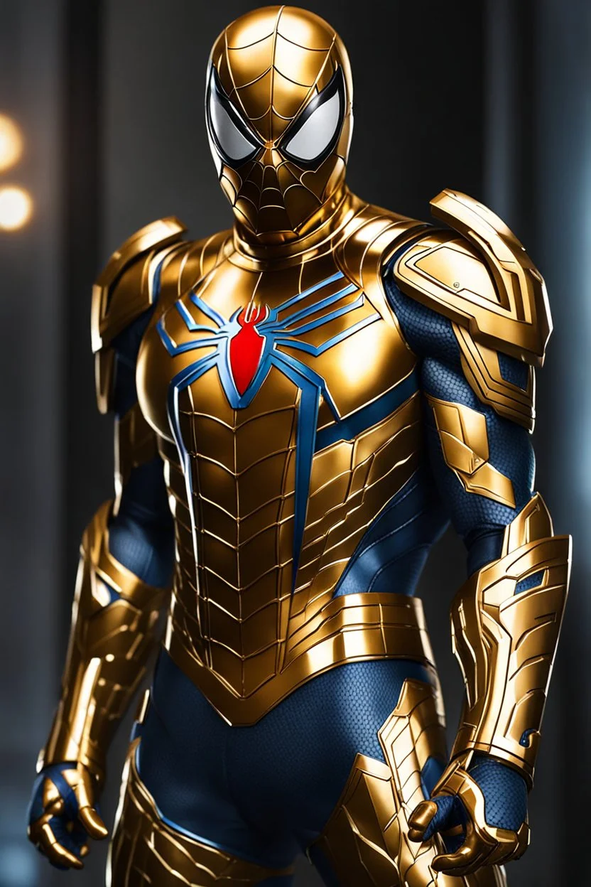 Full body spiderman Futuristic armour Chromecast golden shines