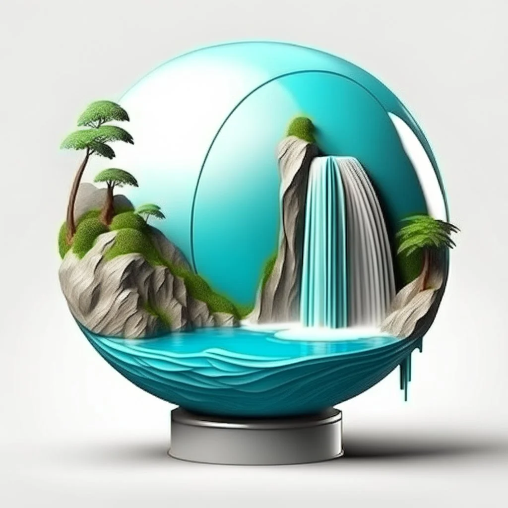 realistic globe with waterfall