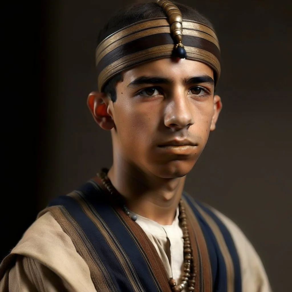 young egyptian nobleman with sharp features industrial era