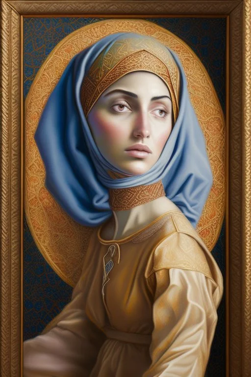 An oil painting inspired by the Islamic Renaissance