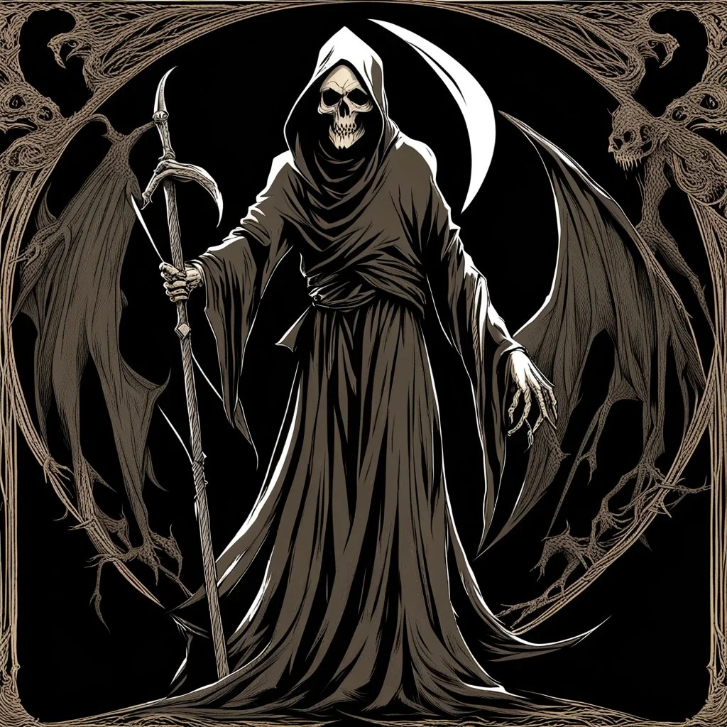 the grim reaper in the style of demonology