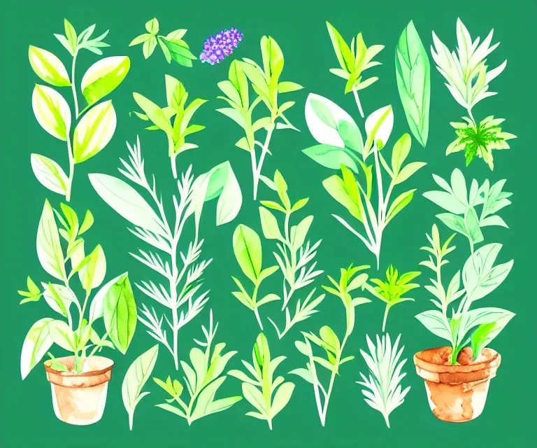 Vector plants and herb set illustration. Watercolor illustration color