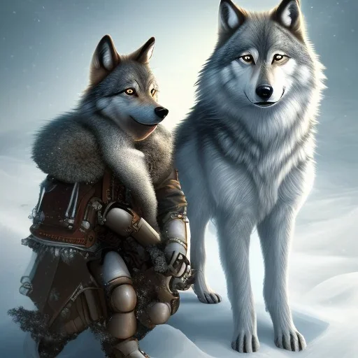 Snow place and human and wolf hybrid