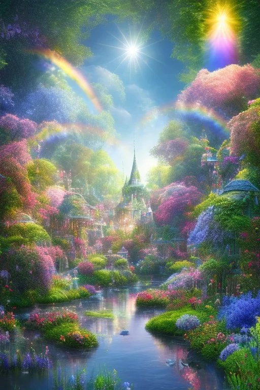 verybeautiful-magical-garden-of-the-angelic-kingdom-blue-and-pink-plants-and-trees-small-river-sunshine-flowers-haze-thumb-rainbow-ufo-bright-colors