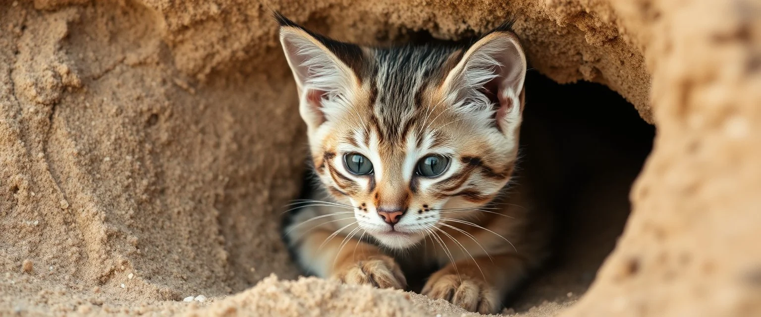 sand cat in burrow
