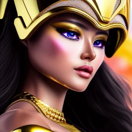 Ultra detailed fullbody Portrait in oil on canvas of sexy female characters with Gold Armor,helmet,-Saint seiya style,extremely detailed digital painting,ultrarealistic skin,intense stare, extremely detailed face, crystal clear eyes, mystical colors ,perfectly centered image, perfect composition, rim light, beautiful lighting,masterpiece ,8k, stunning scene, raytracing, anatomically correct, in the style of Simon Bisley and Ohrai Noriyoshi and robert e howard and Steve Jung and Wizyakuza