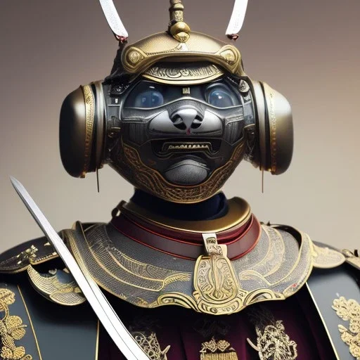 beautiful transparent smooth realistic japan robot samurai with cat face, extremely sharp detail, finely tuned detail, ultra high definition, 8k, unreal engine 5, ultra sharp focus, accurate wings, in fly mode