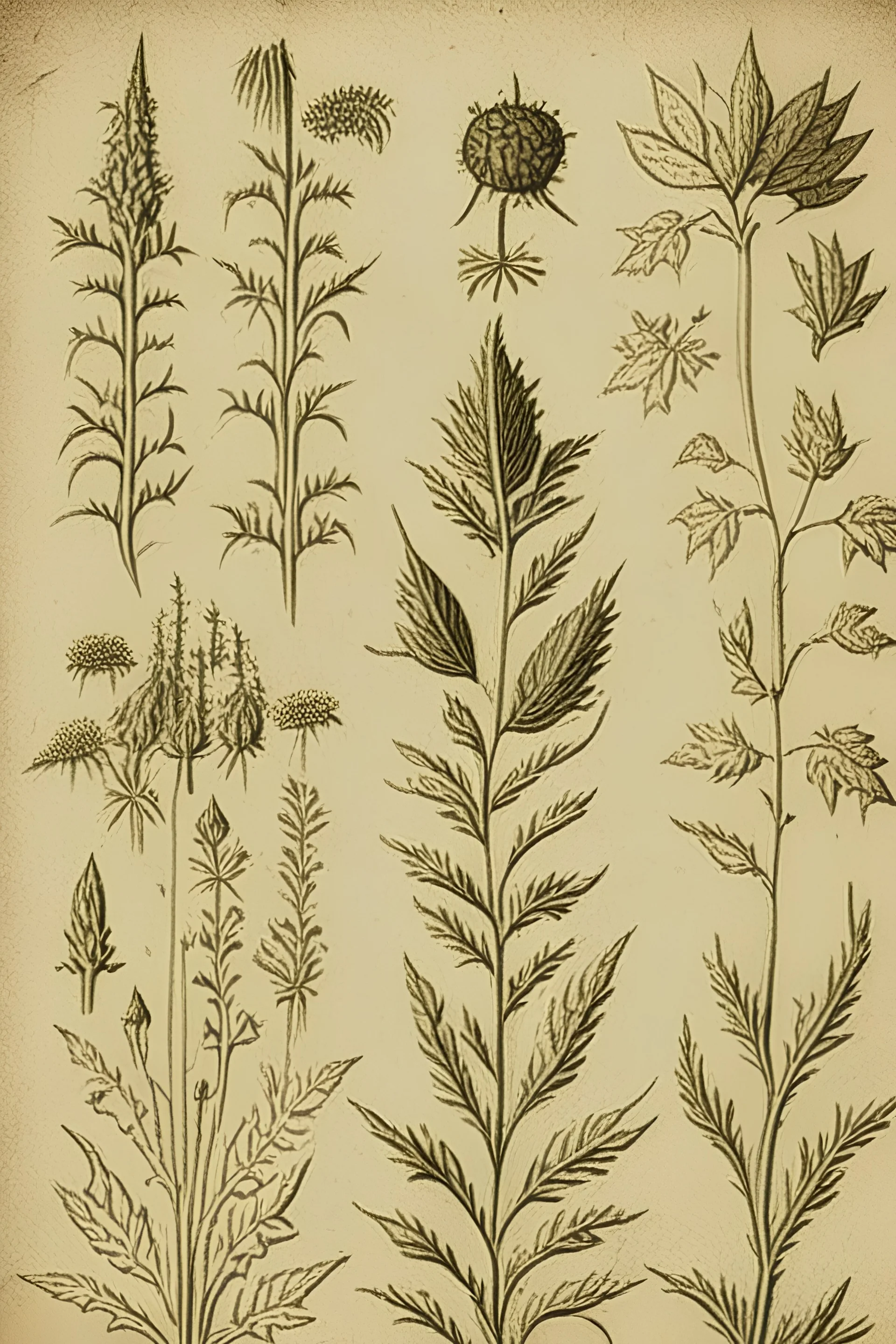 Medieval doodle of plants