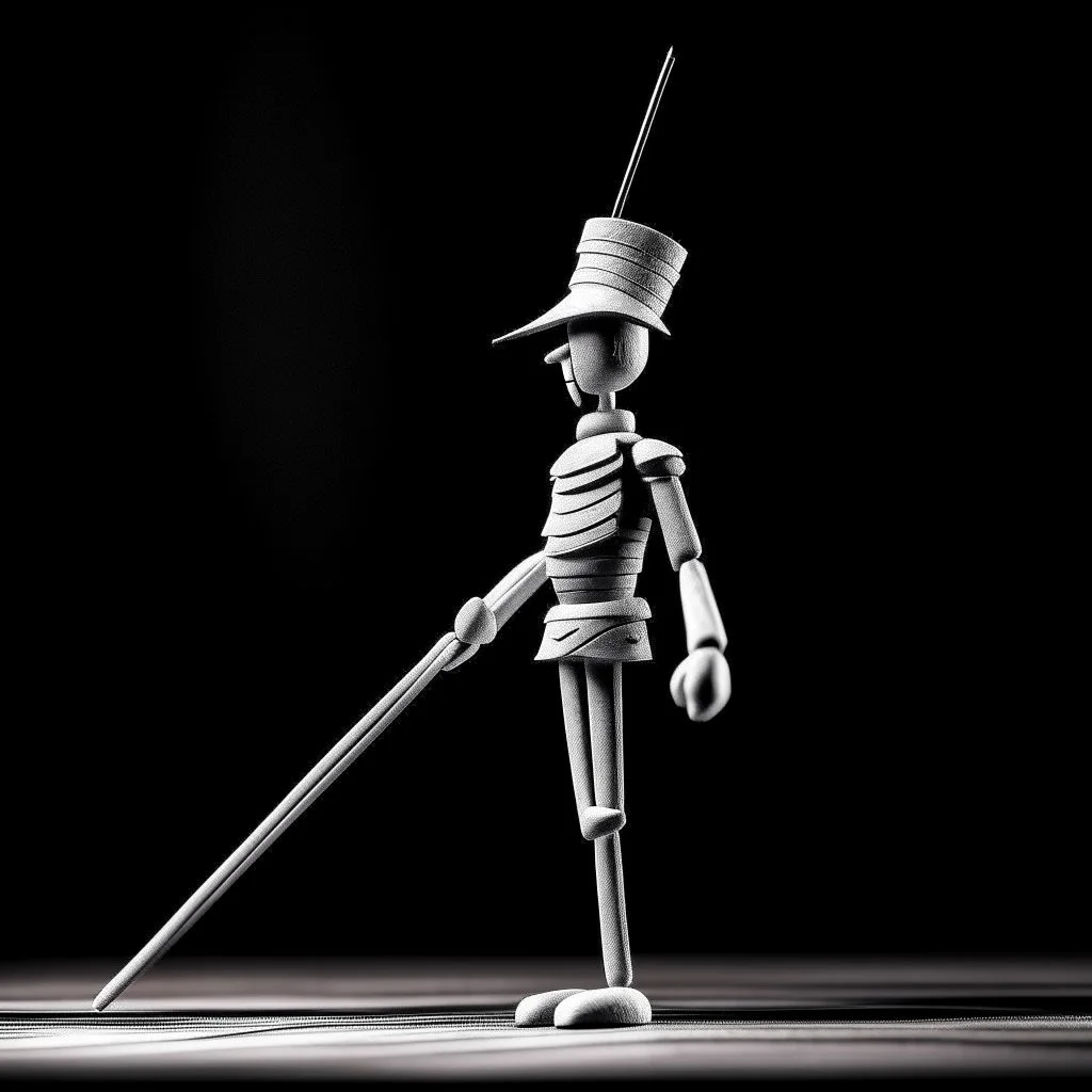 thin stick soldier black and white