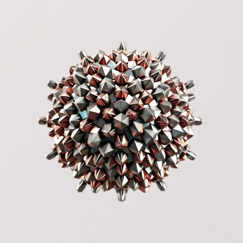 a mandelbulb 3d fractal made of small metallic random color cubes