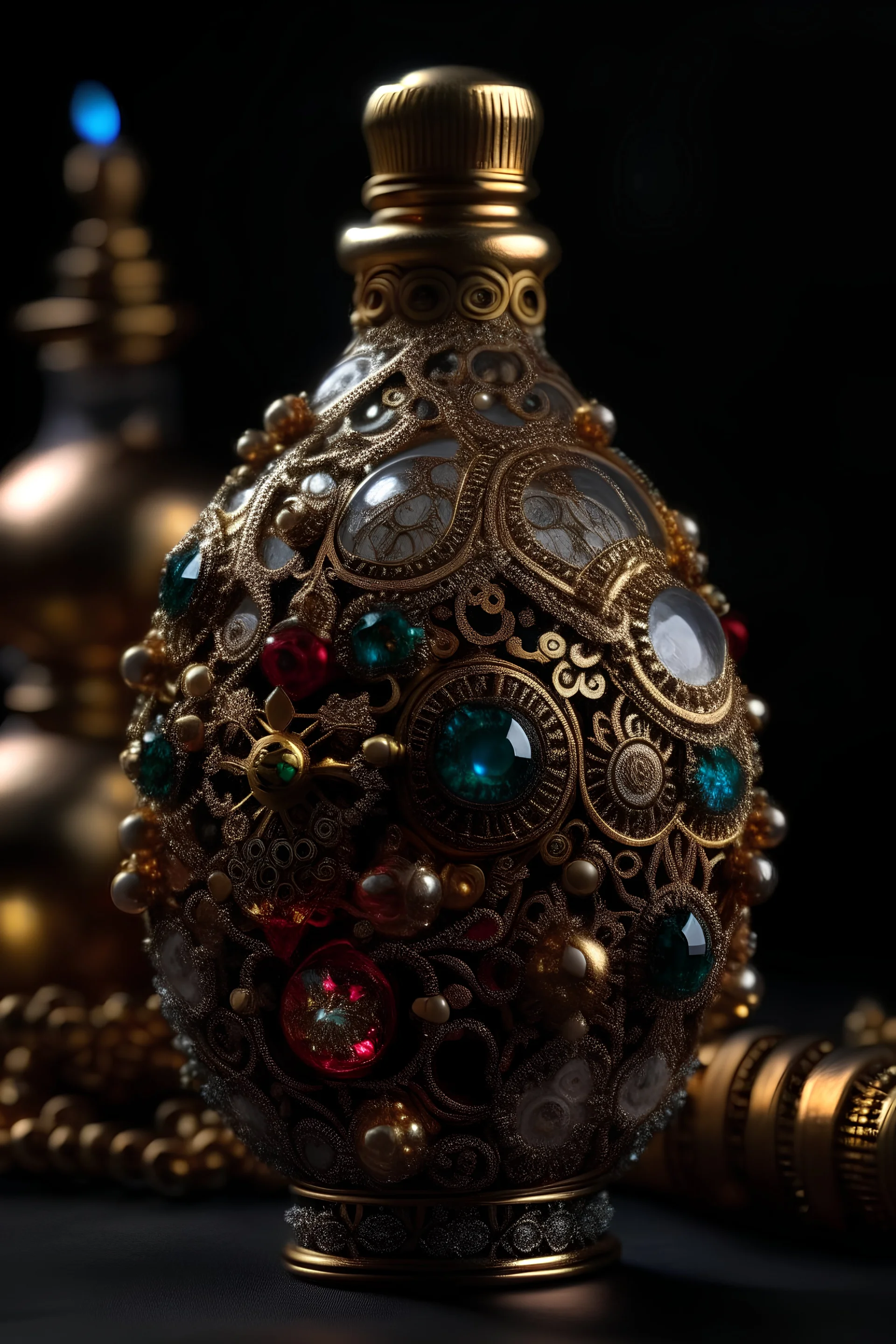 A beautiful 2024 voidcore shamanism biomechanical subtitle 2024 on achampagne bottle with a tex subtitle t 2024 n it, with christmas metallic filigree gothica ornaments around ribbed with aae stones and azurit mineral stone metallic steampunk filigree Golden voidcore shamanism rose on christmas ornaments christmas athmospheric organic bio spinal ribbed detail of bokeh decadent gothica christmastree and lights backround and bokeh christmas gothic ornaments around extremely detailed hyperrealisti