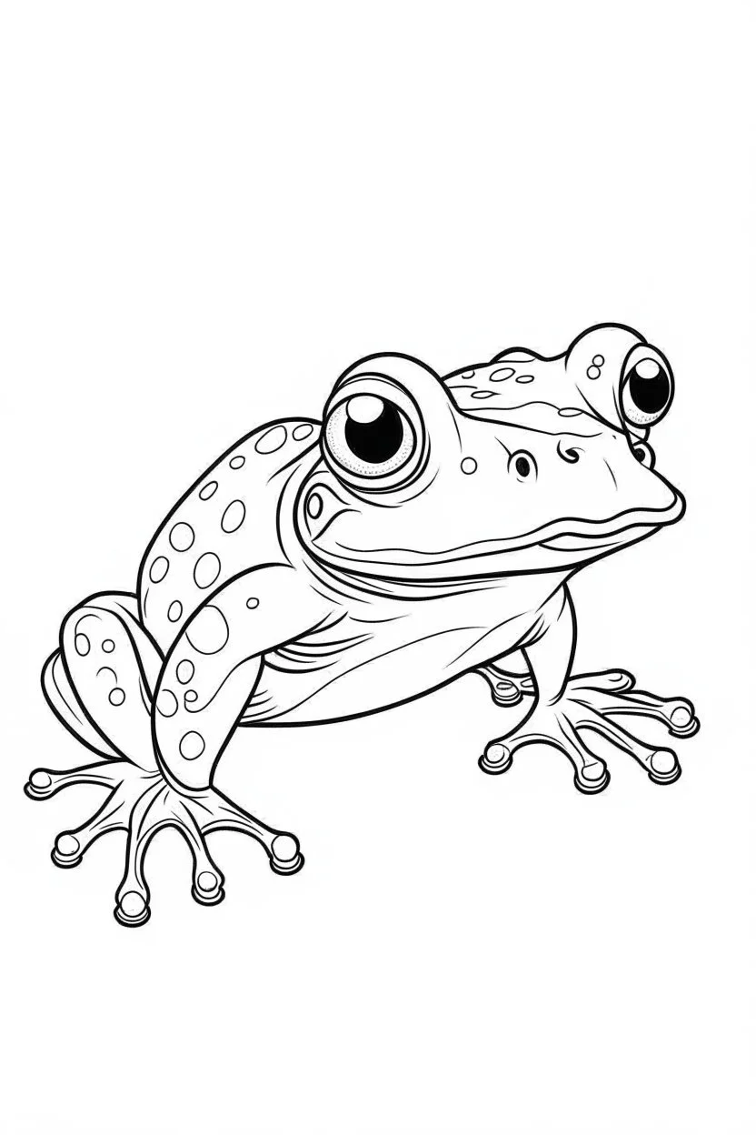 coloring page for kids, frog, cartoon style, thick outline, low details, no shading, no color