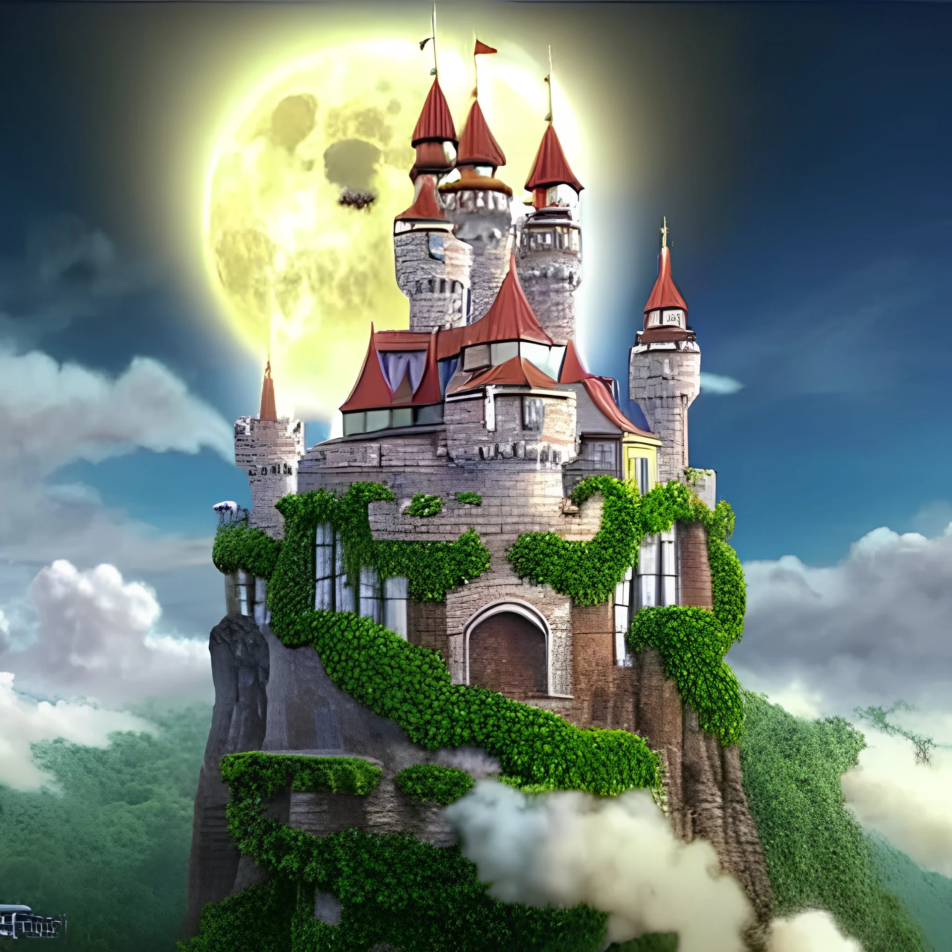 Stunning castle in the clouds,fantasy, digital render, 4K, hyper detailed