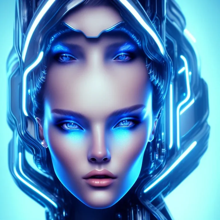 cyberblue, head, women, portrai, tron