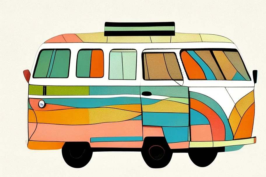 Campervan in thestyle of paul klee
