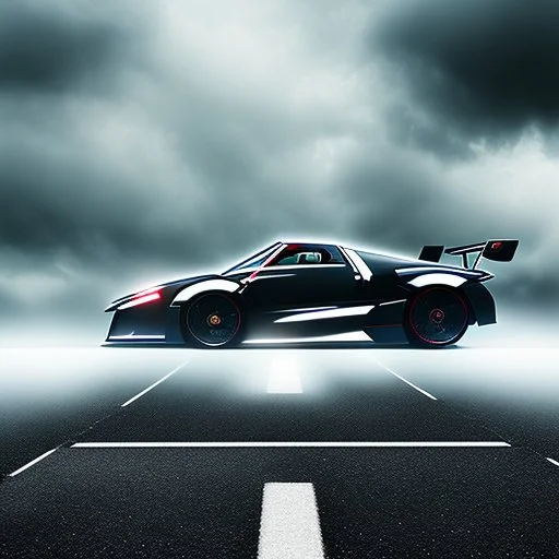 A Tesla semi-truck is racing at top speed, over the 'Tower Bridge', in London. CINEMATIC. WIDE ANGLE LENS.