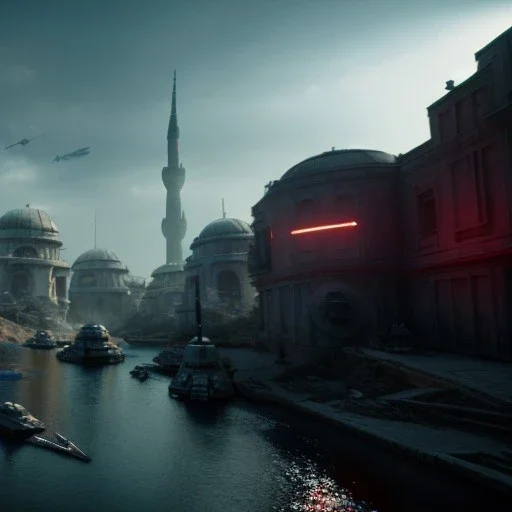 Star wars, İstanbul, alien invasion, unreal engine 5, dramatic lighting, anime lut, hyper realistic, cinematic lighting, 8k