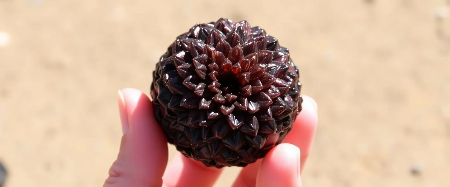 holding up a radiant Painite crystal rosette ball