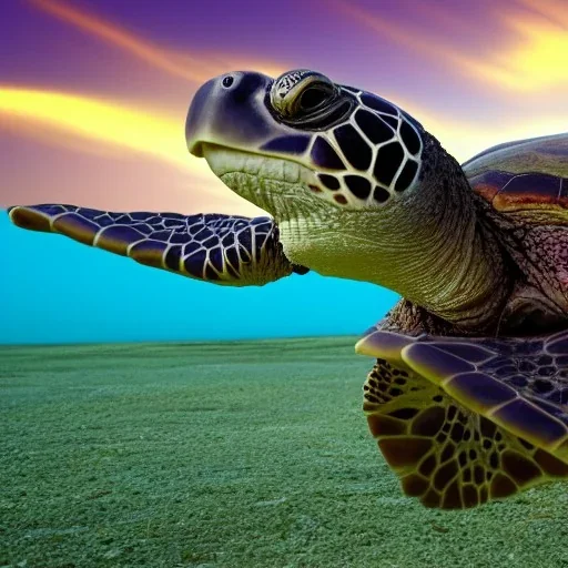 turtle and purple sky