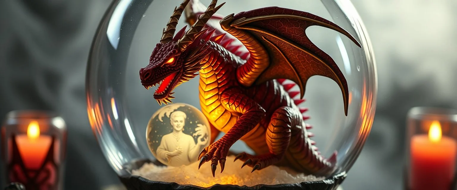 the sleasy beefy dragon inside gypsy crystal ball magical
