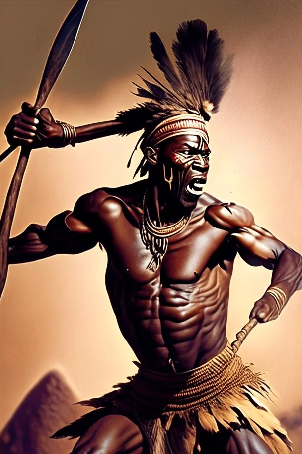 Shaka zulu throwing a spear