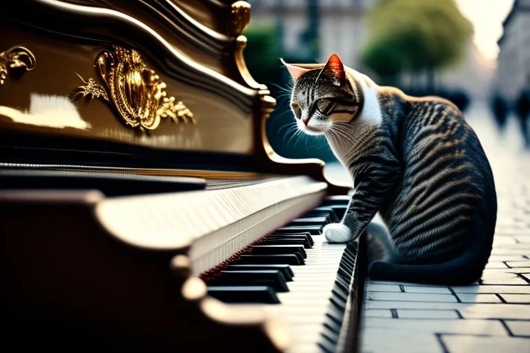 A cat in Vienna, playing piano