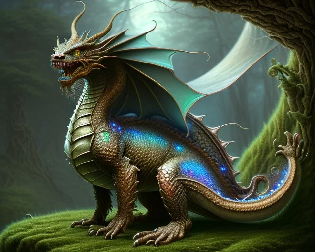 mdjrny-v4 style, photorealistic dragon, sharp scales, insanely detailed, symmetrical glowing eyes, intricate, bright iridescent highlights, art nouveau, volt lighting, atop a mountain crag, ultra high definition, NVIDIA Iray render, volumetric illumination, by argerm inspired by Tod Lockwood and Bob Eggleton, black dragon