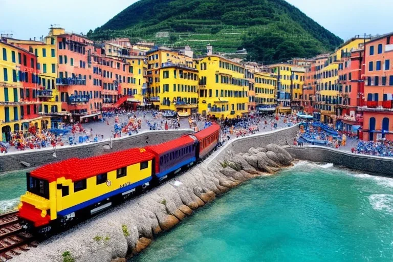 Lego Train in lego riomaggiore italy sea town lego