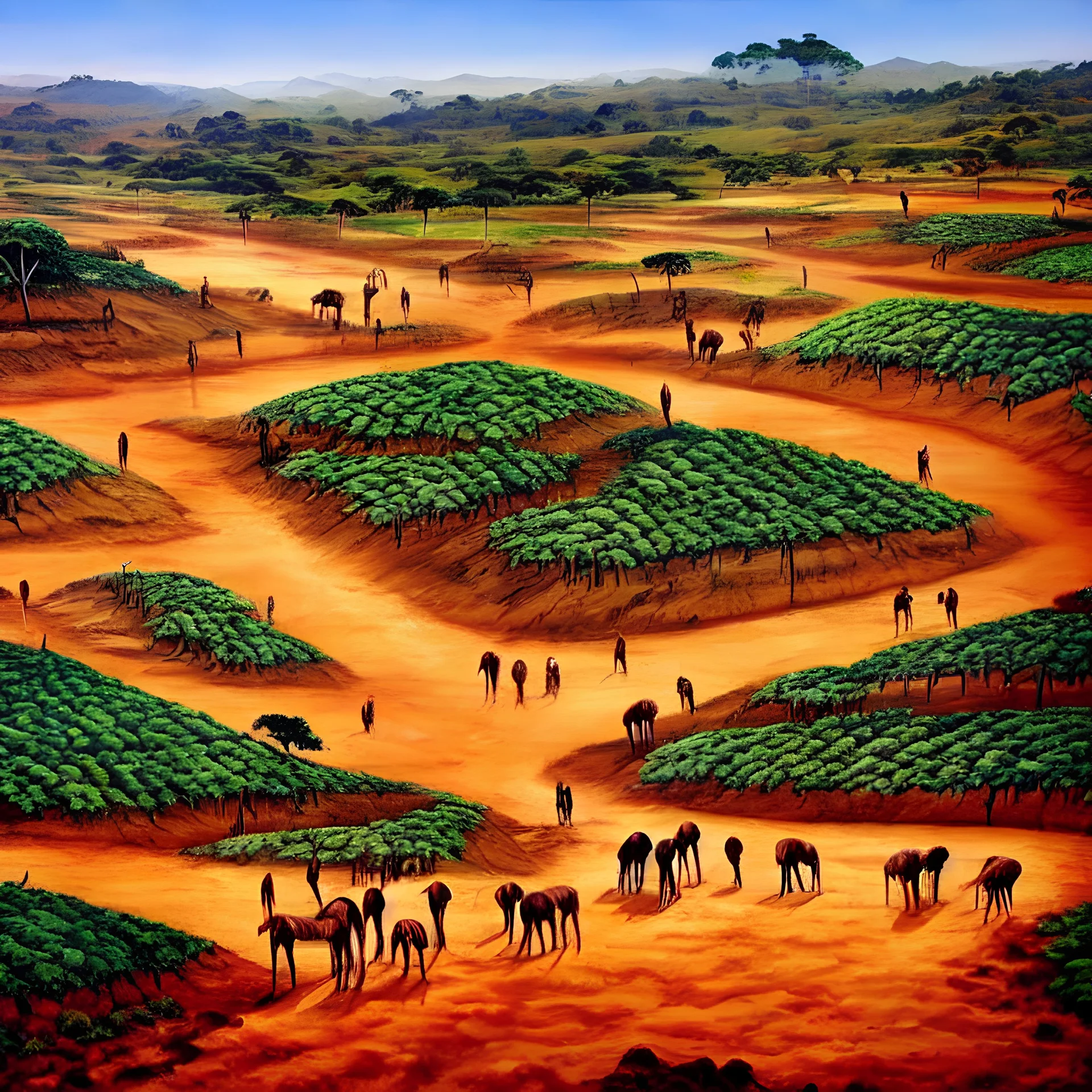 Quadro da seca do sertão brasileiro,cultura, pintado com cores a óleo Ultra realista, Ultra detalhista, belíssima,lindíssima,tonalidade aconchegante glamuroso, radiante, com suavidade e tons mais profundo em 3D