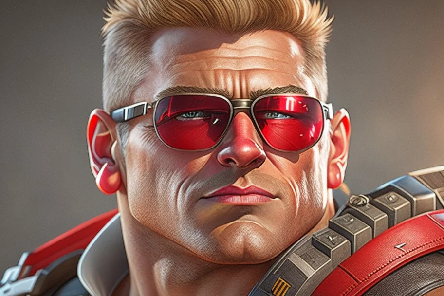 Photoreal Duke Nukem with shades