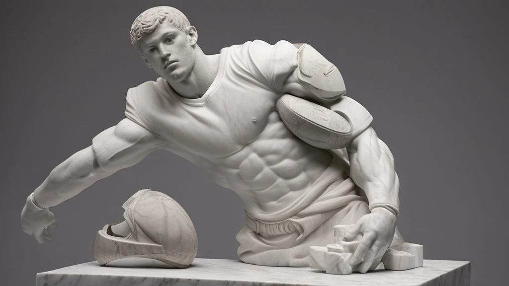 marble sculpture of NFL player by Andrea del Sarto