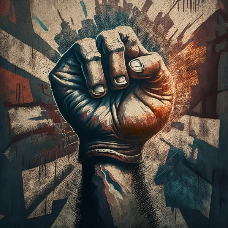 A clenched fist- Art - Tradition - Revolution - Dictator - Mural - Freedom - People, digital art, 4k, full details, high resolution, cinematic