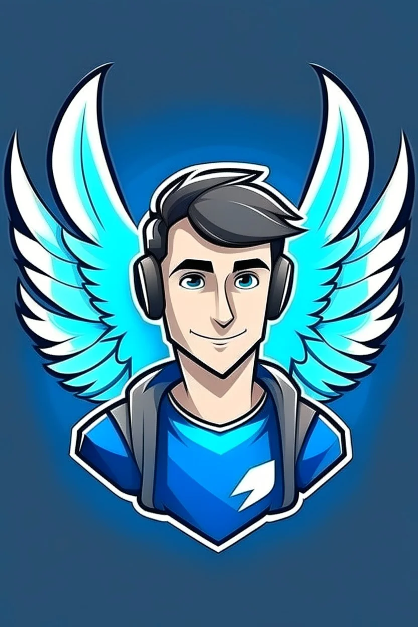 Gaming yuong man have a wings with a avatar logo design