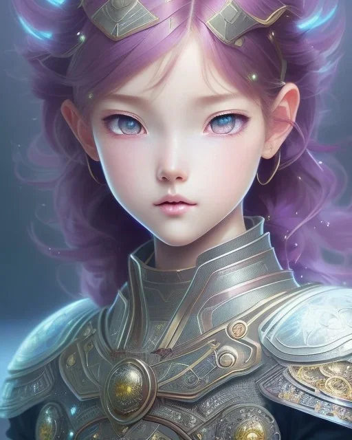 Detailed anime child girl, purple hair, dragon scale armour, intricate details, full body portrait, keep head in frame, slight smile, black Japanese motif, concept art, highly detailed, digital painting, concept art, sharp focus, illustration, art by Yoji Shinkawa, WLOP and greg rutkowski and alphonse mucha and artgerm and yanjun Chen and Junji ito and Makoto Shinkai, HDR, octane render