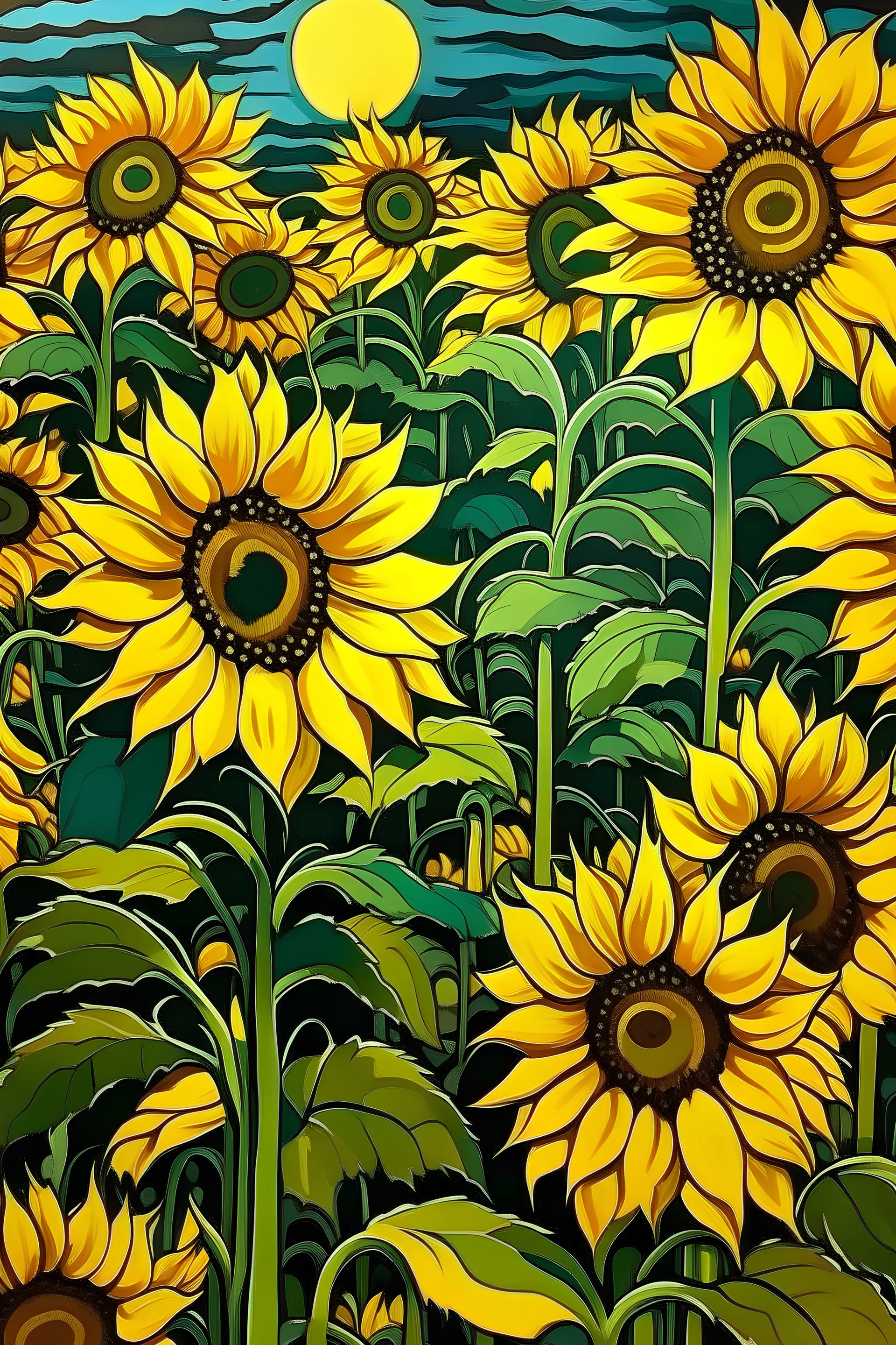 campos de girasoles al estilo renuar