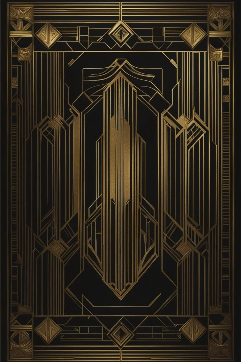 gold art deco book cover border on a black background