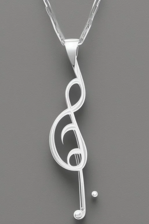 White gold necklace in the shape of a music note underneath Contains white crystal