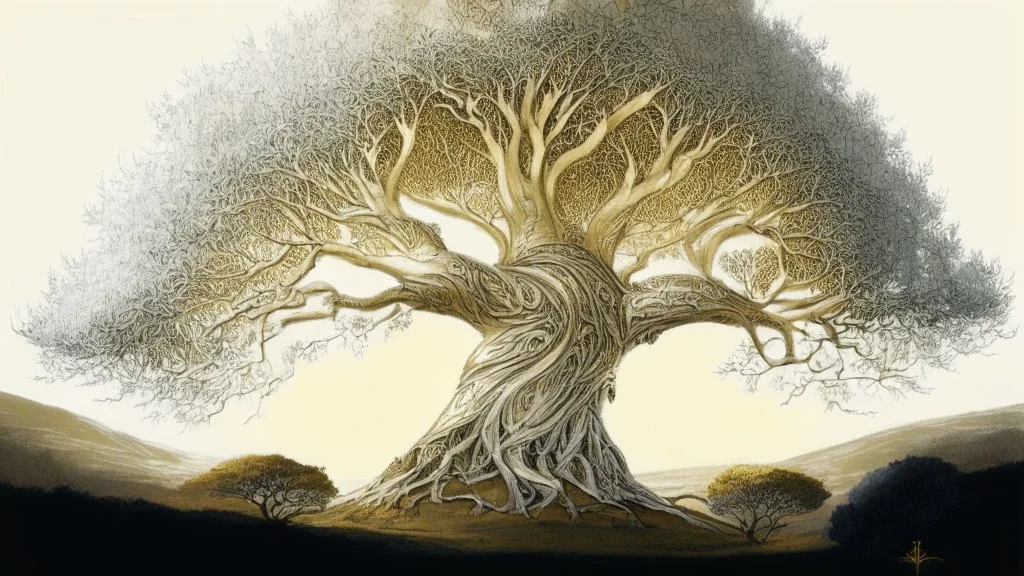 Valinor, tolkien, one giant golden tree, one giant silver tree
