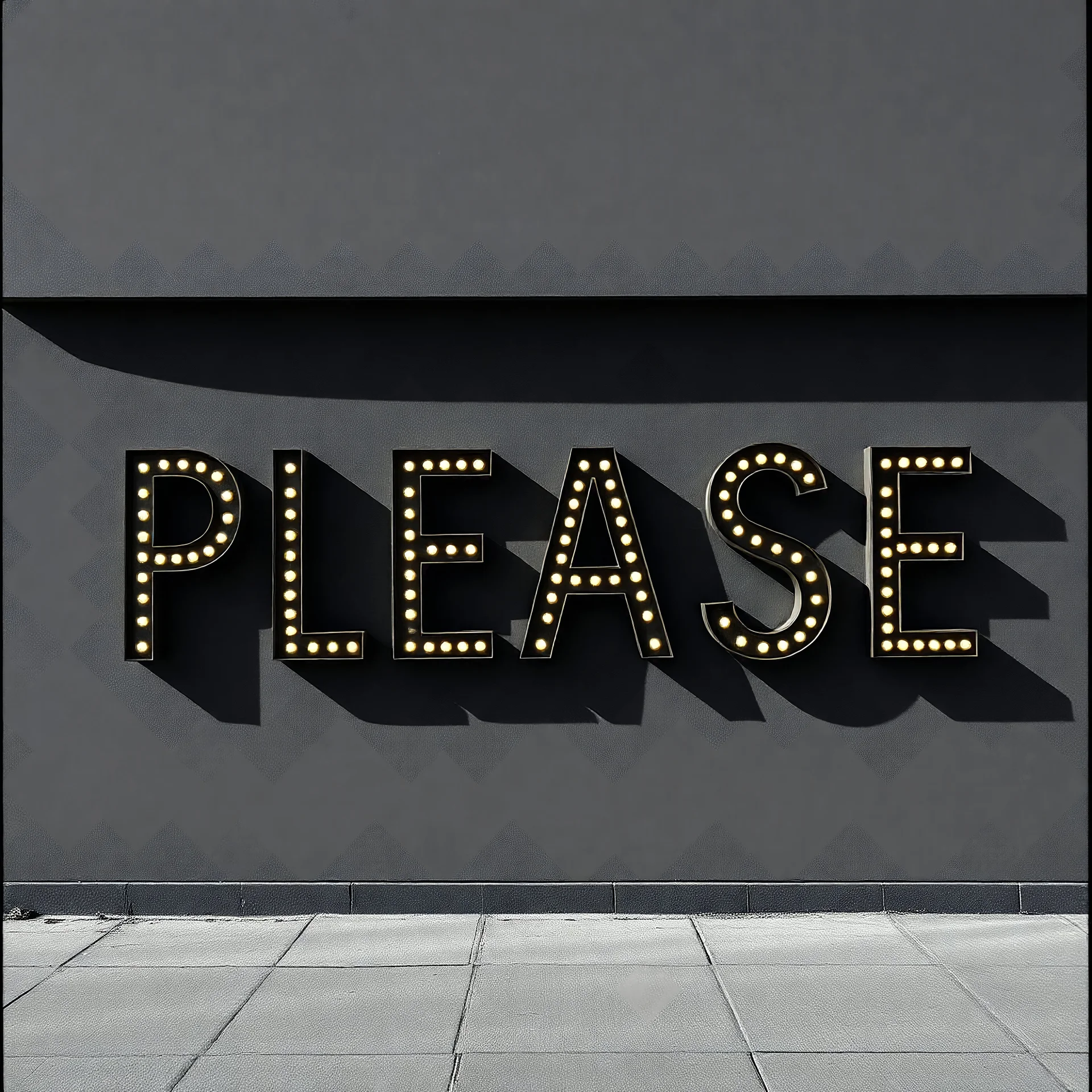 photograph, the word 'PLEASE' in the style of photographer Jean Baptiste Mondino