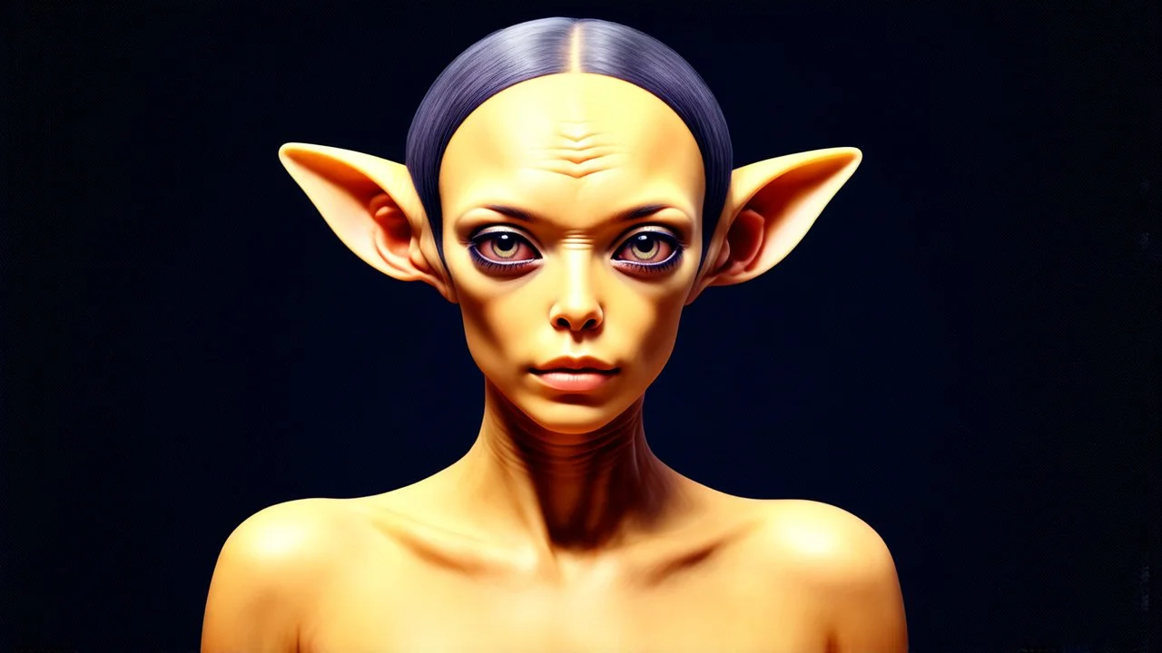 Portrait of a beautiful intelligent alien,