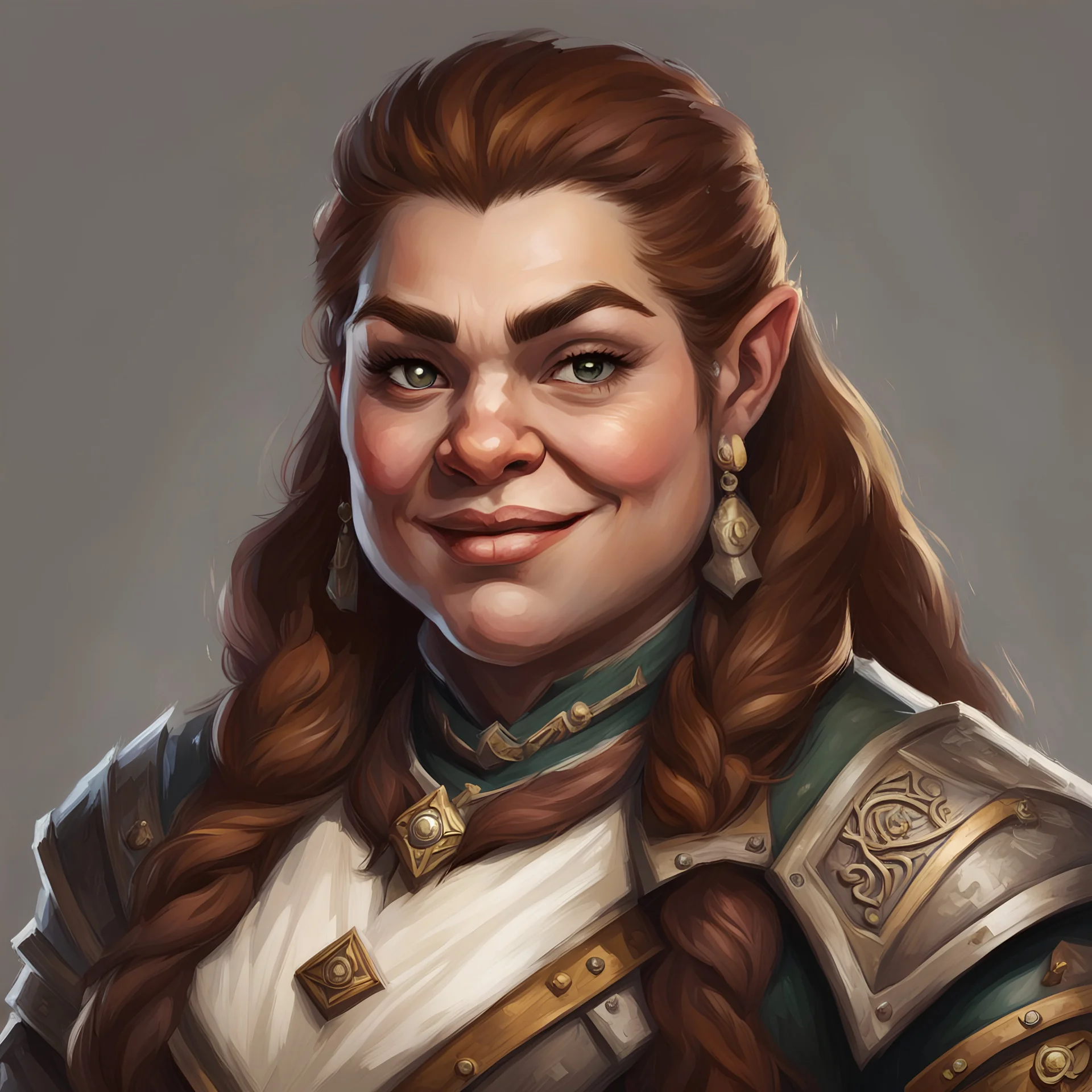 dnd, portrait of female dwarf archivist