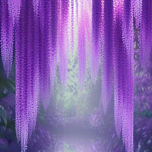 a magical crystal vertical light, pink and blue wisteria , pink vertical, blue lake,sharp, background vertical blue gradient vertical, elegant, highly detailed, artstation, concept art, smooth, sharp focus, illustration, 8k, splash art, wallpaper, key visual